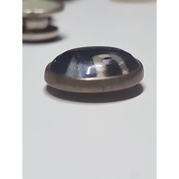 Antique Metal Button w/ Glass Center – Under Glass Design Vintage Collectible - Picture 3 of 8